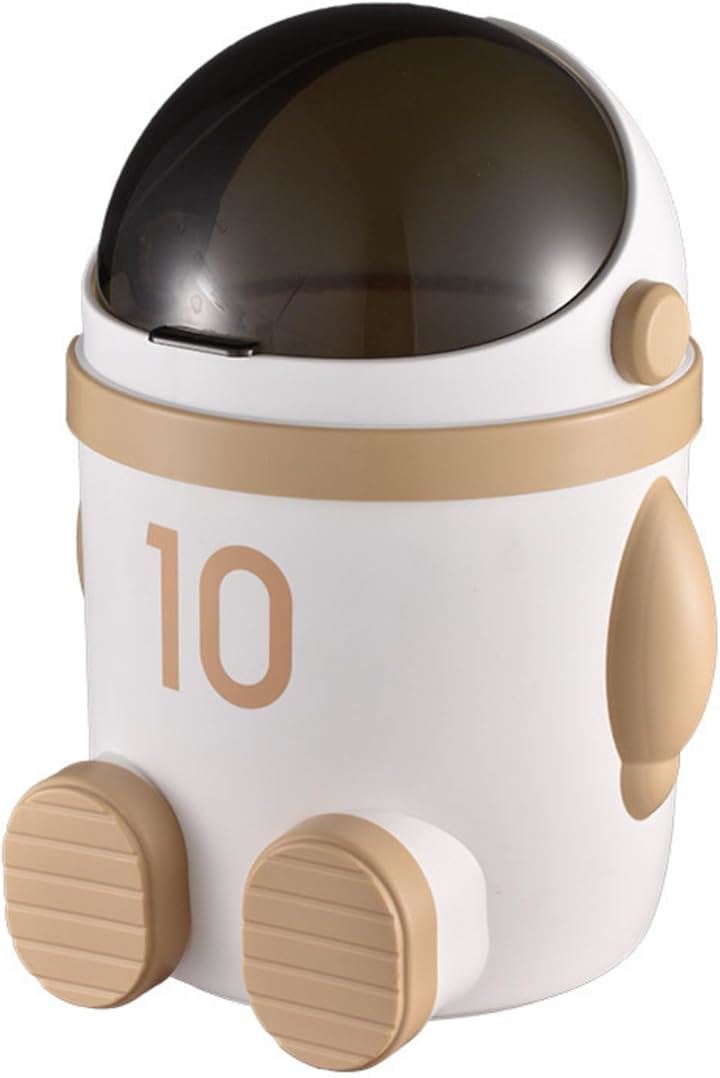 宇宙飛行士 ゴミ箱 収納 ふた付き バケツ インテリア リビング 寝室 子ども部屋 蓋つきゴミ箱 ごみ箱 4L(ベージュ)