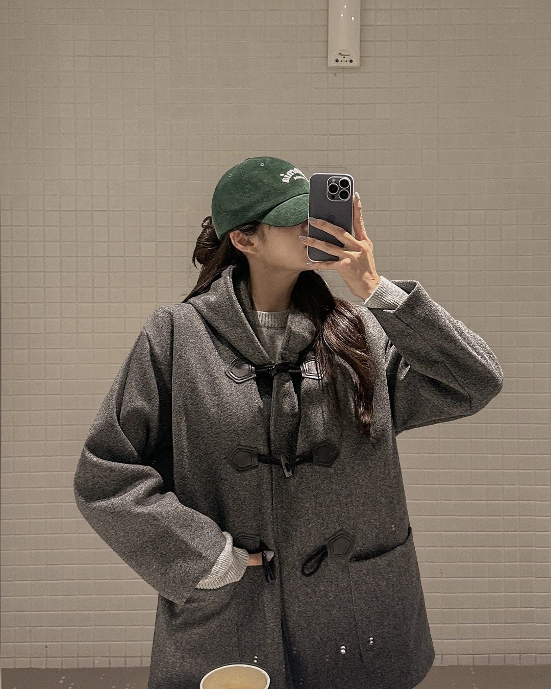 ダッフルハーフ丈コート韓国ファッション レディース