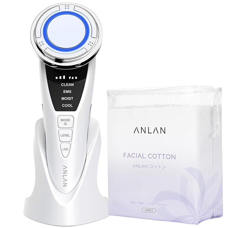 【美容家評価】ANLAN 温冷美顔器 PRO 1台9役 温冷ケア 3色光エステ 多機能美顔器 ems 目元 口元 毛穴ケア 150枚 大判 コットン 誕生日 クリスマス ギフト