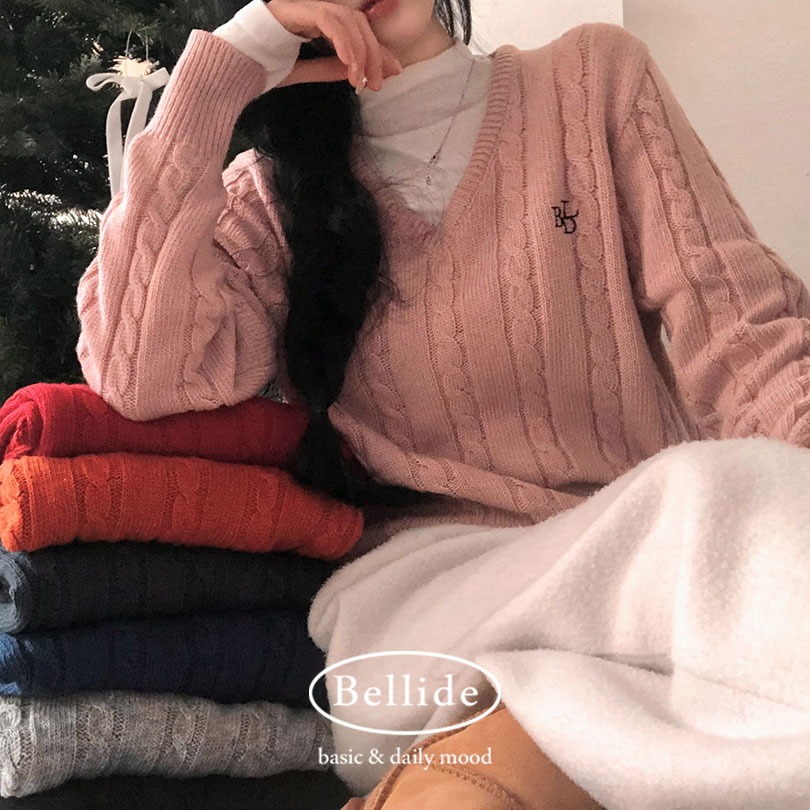 [MADE] クレヨンケーブルVネックニット nt1277