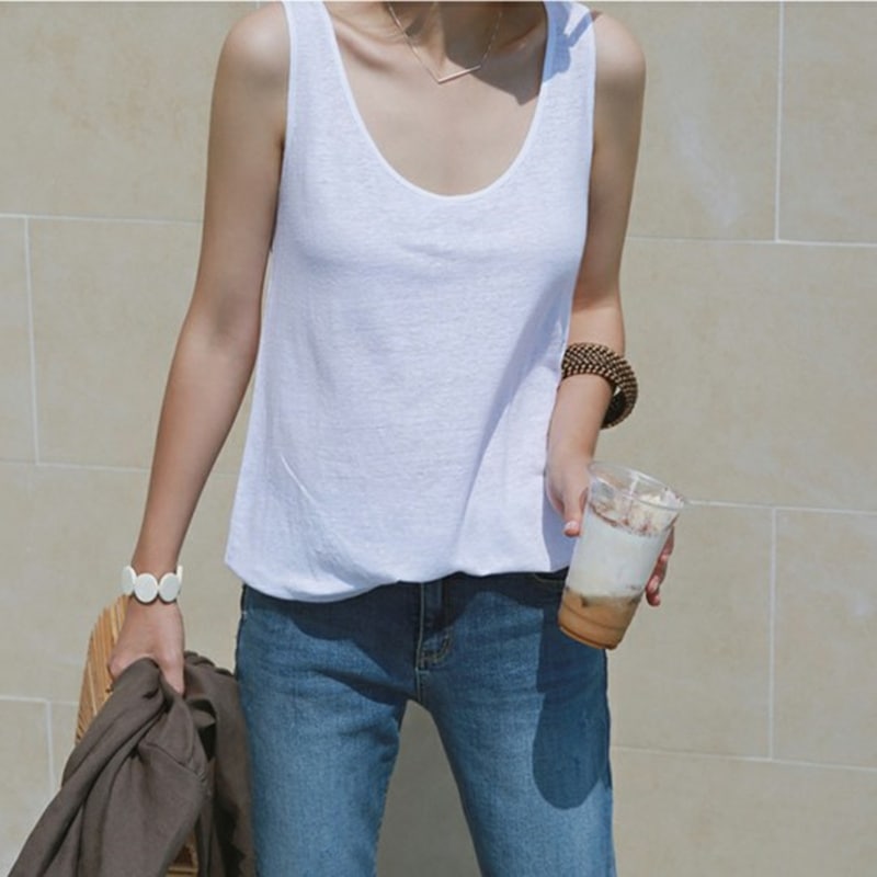 トップス タンクトップ Uネック プルオーバー ミディアム丈 かわいい 大人可愛い きれいめ シンプル 上品 おしゃれ かっこいい カジュアル こなれ感 個性的 主役級 存在感 抜け感 ラフ ルーズ