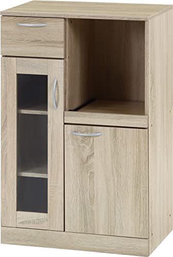 不二貿易 食器棚 キッチン収納 キッチンボード 幅60奥行39.8高さ95 ホワイトオーク スライド棚 組立商品 70689