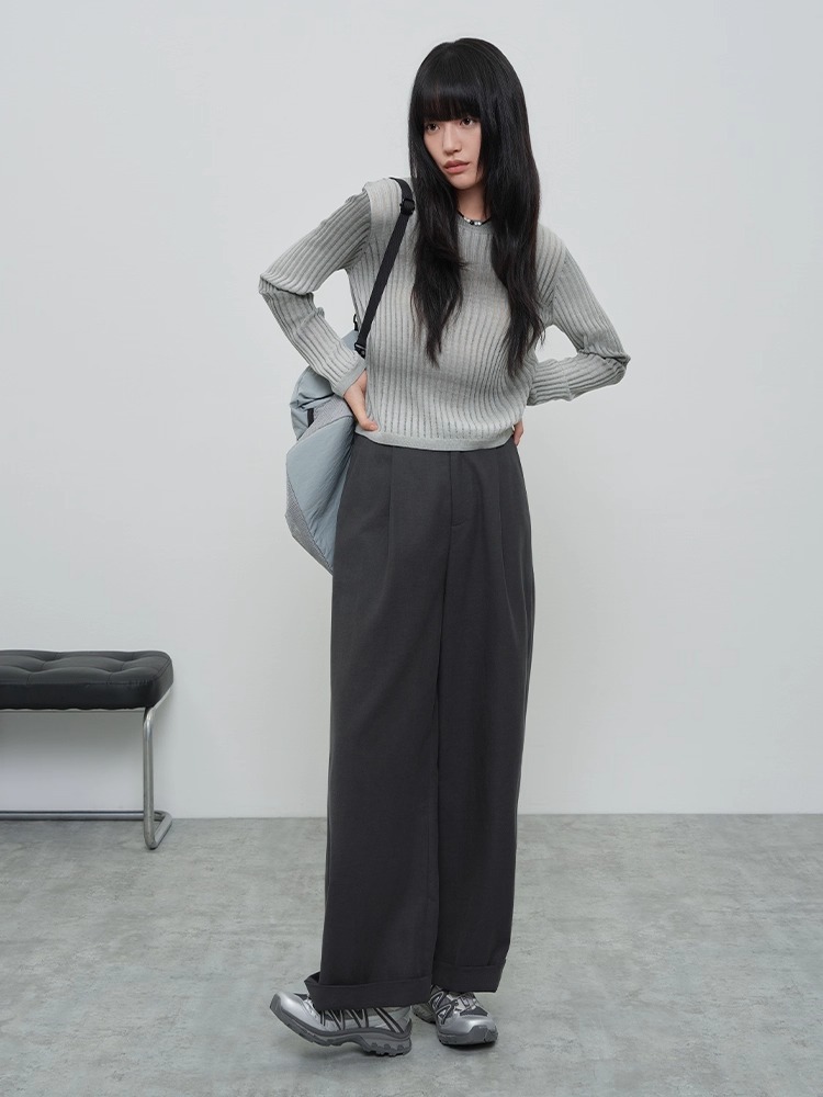 レディース トップス ニット セーター 長袖 Uネック タイト スリム 細身 ストレート フェミニン リブ ヴィンテージ アメカジ 中厚手 ニット リブニット かわいい 大人可愛い きれいめ シンプル