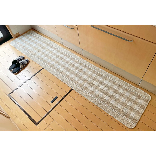 マルナカ 6457 日本製キッチンマット スターライン 45×240cm ベージュ メーカー直送