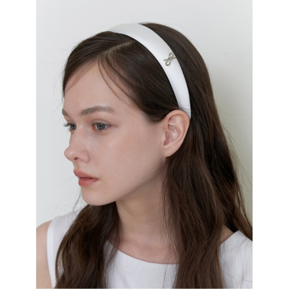 KINDABABY クラシックリボンポイントヘッドバンド-ホワイト