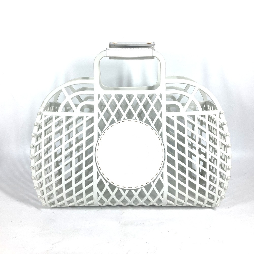 ハンドバッグ 8BH389 ミディアム バスケット カバン メッシュ トートバッグ プラスチック ホワイト