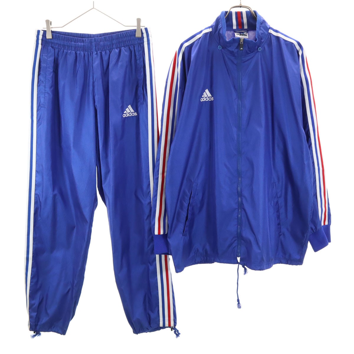 日本製 ウインドブレーカー 上下セットアップ O ブルー メンズ 古着