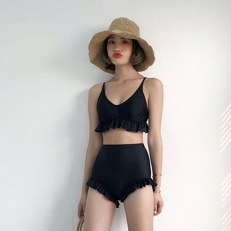 2color レディース スイムウェア 水着 ビキニ タンキニ セパレート カップ付き ハイウェスト