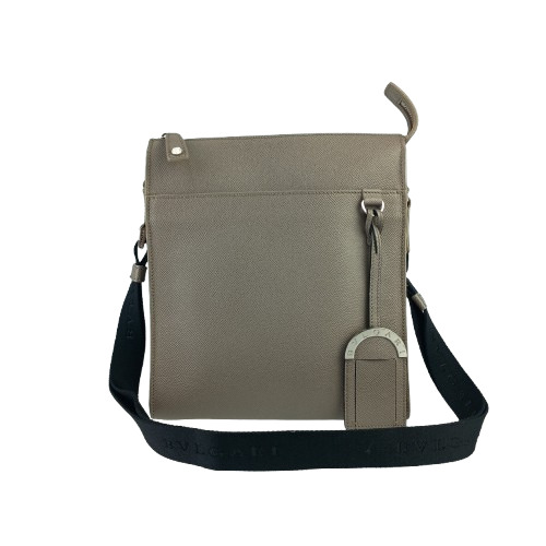 BVLGARI ブルガリ ショルダーバッグ ブルガリブルガリ マン メッセンジャーバッグ 37629 グレージュ系 シルバー金具 レザー メンズ【本物保証】