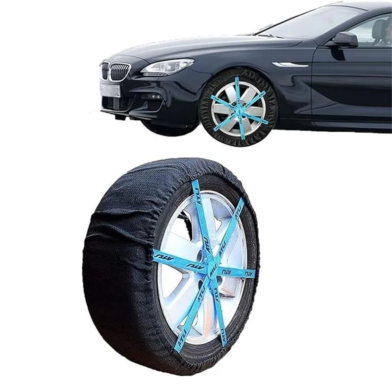 お得な布製スノーチェーン スノーソックス 非金属 布製タイヤチェーン 雪道 タイヤすべり止め 駆動輪2本分 低振動 低騒音 取付簡単 手袋付 緊急用 黒