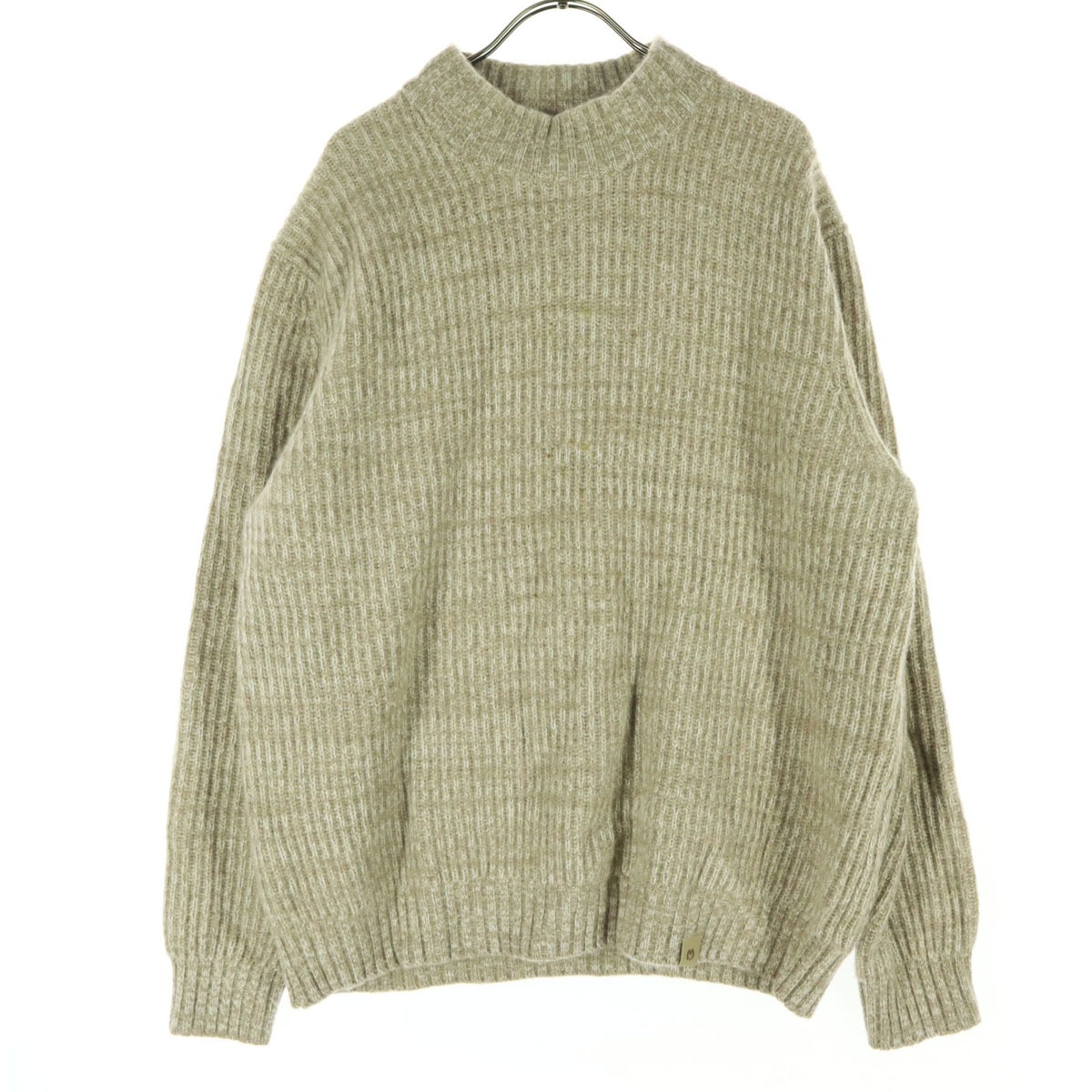 長袖 カシミヤ セーター 48 ベージュ ニット メンズ 古着