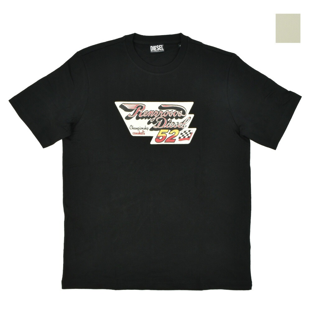 ディーゼル Tシャツ メンズ カットソー クルーネック 半袖 プリントロゴ ブラック ホワイト 黒 白 DIESEL T-JUST-C15[a03846efan]