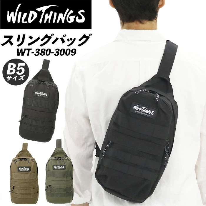 ボディバッグ WILD THINGS ワイルドシングス ボディーバッグ スリングバッグ ワンショルダー B5 軽量 コンパクト レディース メンズ フェス 旅行 WT-380-3009