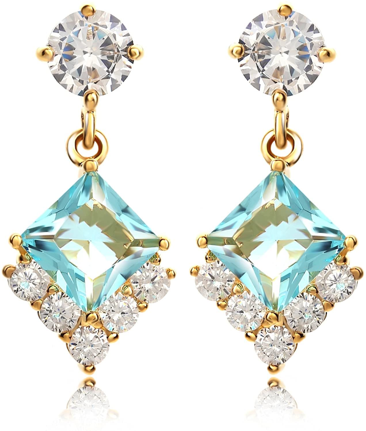 ピアス アクアマリン ブルー 18金 ゴールド プリンセス 揺れるピアス 18KGP ハリウッド セレブ ジュエリー