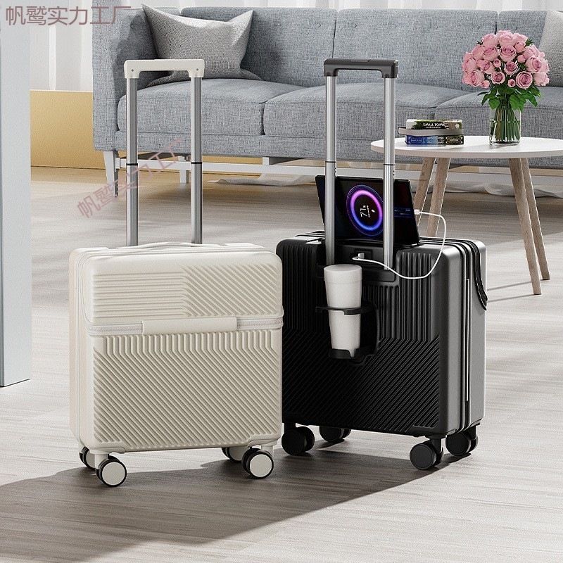 フロントオープンスーツケース 小型軽量キャビンスーツケース 女性用トロリーケース ユニバーサルホイール パスワードボックスインチ旅行スーツケース 10,533円