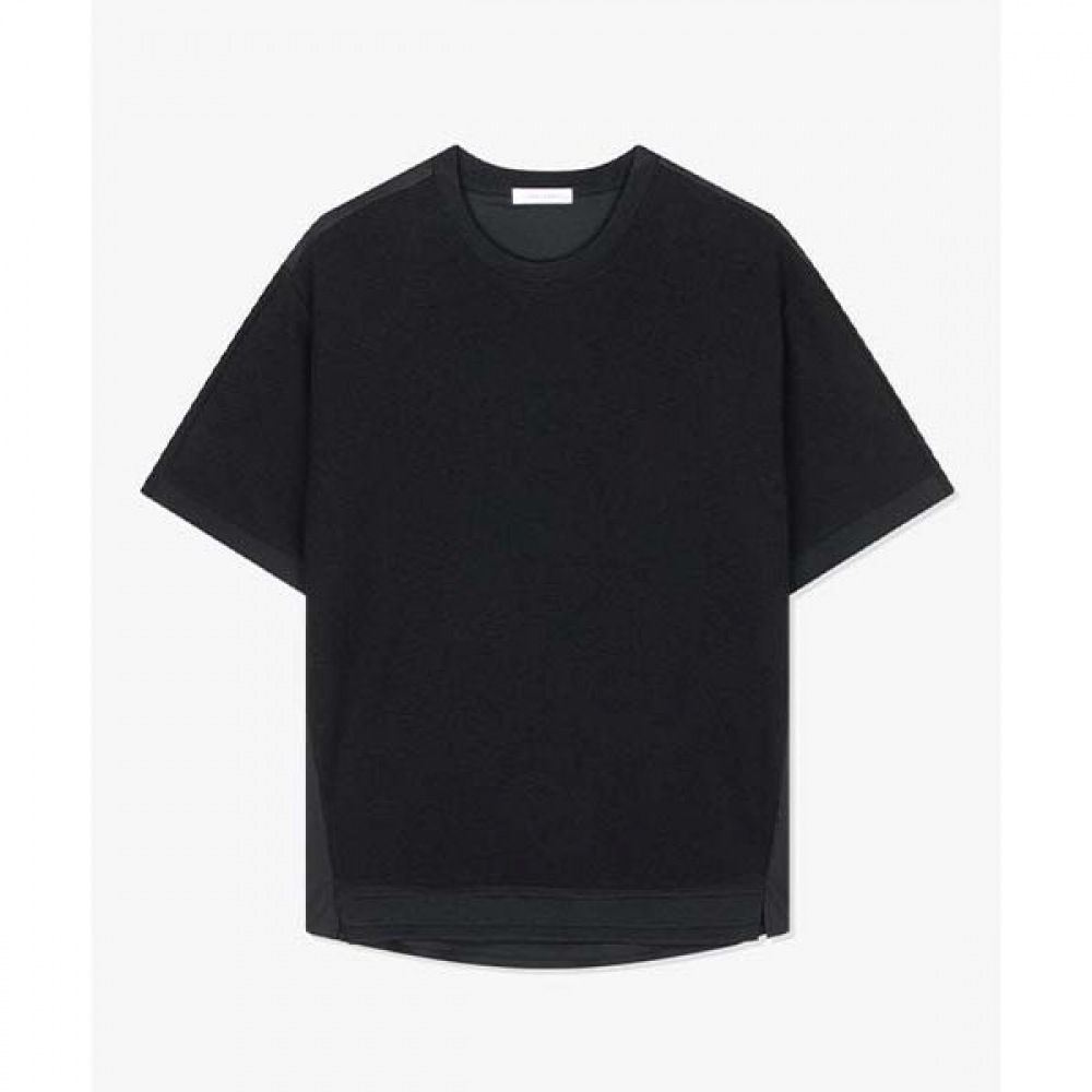 [リバークラッシュ] LKS41337ブラックニットミックス半袖Tシャツ