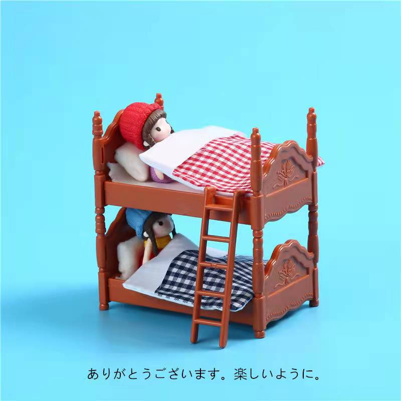 【上品】 可愛いミニチュア家具寝室二段ベッド模型おままごと人形小物プレゼント 人形