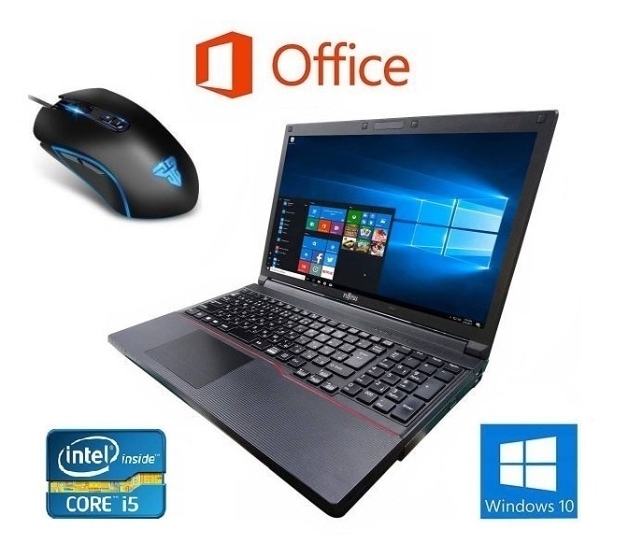 サポート付き富士通 A743 Windows10 PC Office2019 新品HDD:1TB 新品メモリー:8GB 15.6型 最新版ゲーミングマウス X9 usb有線