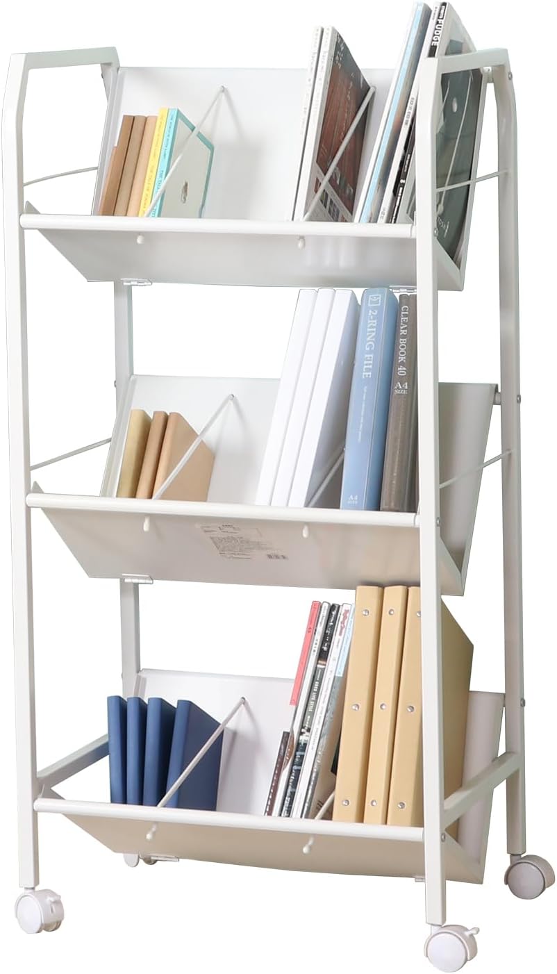 不二貿易 ファイルラック ファイルワゴン 3段 幅55×奥行40×高さ112cm ホワイト 書類収納 A4収納 キャスター付き 13310