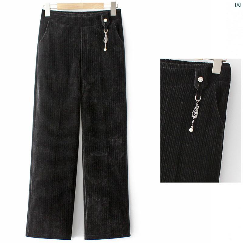 レディース ファッション おしゃれ 春夏 秋　冬 大人 上品 高級 マダム プレゼント 敬老日　おばあちゃん パンツ 秋冬 裏起毛コーデュロイ ワイド レッグ パンツ コーデュロイパンツ グラニー ハ 7,166円