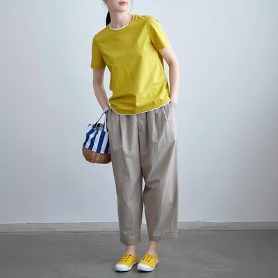 レディースクロップドパンツ 9分丈 ワイド ストレート ストリート シンプル カジュアル おしゃれ かっこいい レトロ ラフ ルーズ クール ベーシック カントリー ナチュラル ワイルド 無地