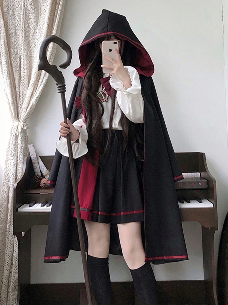 【激安本日限定】ロリータ ワンピース魔法学園コスチューム マントスカートスーツ 女性可愛いロリータjk制服