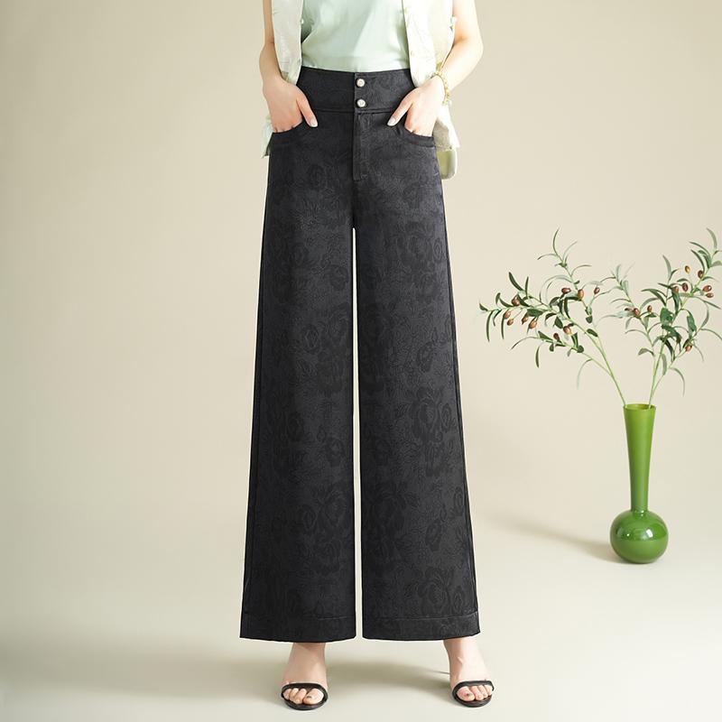 レディース ファッション おしゃれ 上品 シンプル トレンド ワイドレッグ パンツ 春夏 薄手 涼しい 涼しい ハイウエスト チャイナ風 パンツ プリント ストレート パンツ カジュアル パンツ