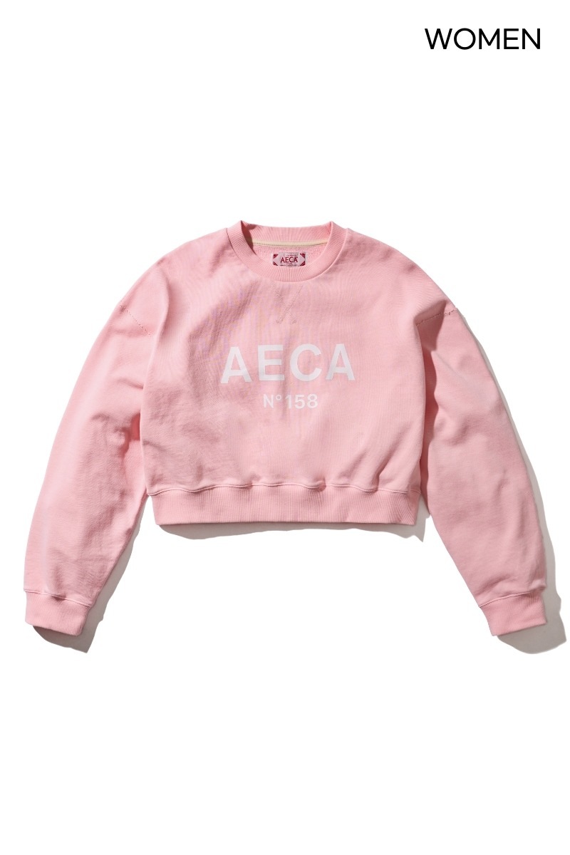 【AECA WHITE】 BIG LOGO CROP SWEAT : PINK/WHITE