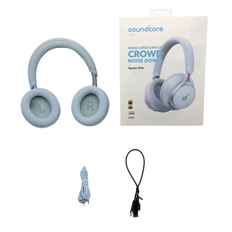 中古 Anker Soundcore Space One (Bluetooth 5.3 ワイヤレス ヘッドホン ブルー
