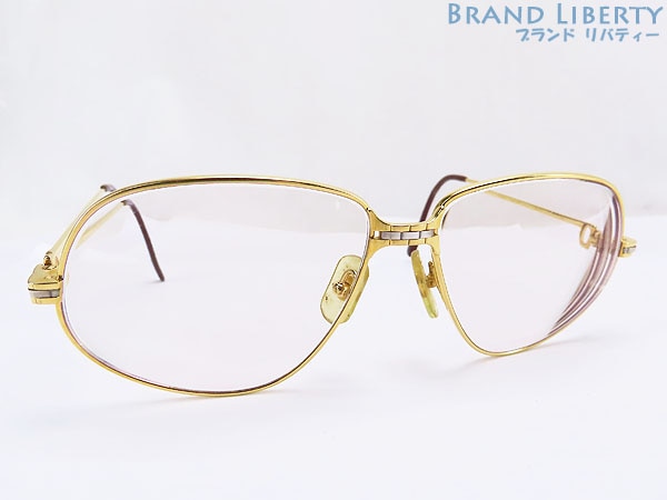 美品カルティエチェーンモチーフヴィンテージメガネ眼鏡フレームサングラスアイウェアゴールドシルバーテンプルボルドー