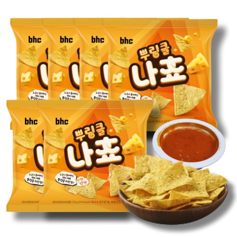 [韓国人気チキンブランドbhc] プリンクルナチョス 53g×6袋+GIFT スイートハバネロソース 40g×2個