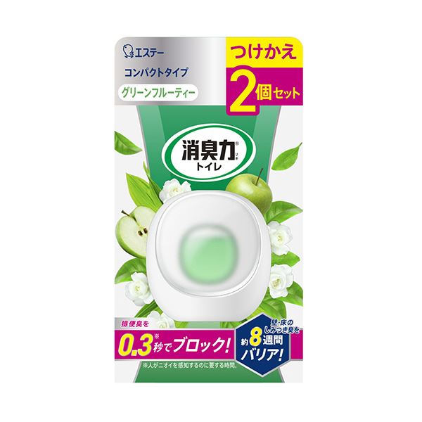 （まとめ） エステートイレの消臭力 コンパクト グリーンフルーティ 付替用 1パック（2個） [x5セット]