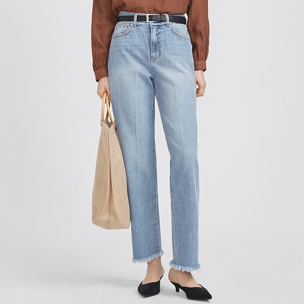 back pocket point straight denim pants