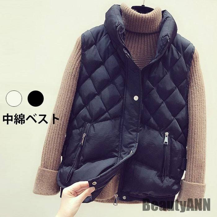 新品掲載！新生活 中綿ベスト レディース ベスト 中綿入り キルティング ハイネック ノースリーブ 体型カバー スナップボタン ポケット付き ゆったり トップス 冬物 秋新作 秋 春 冬 秋ファッショ