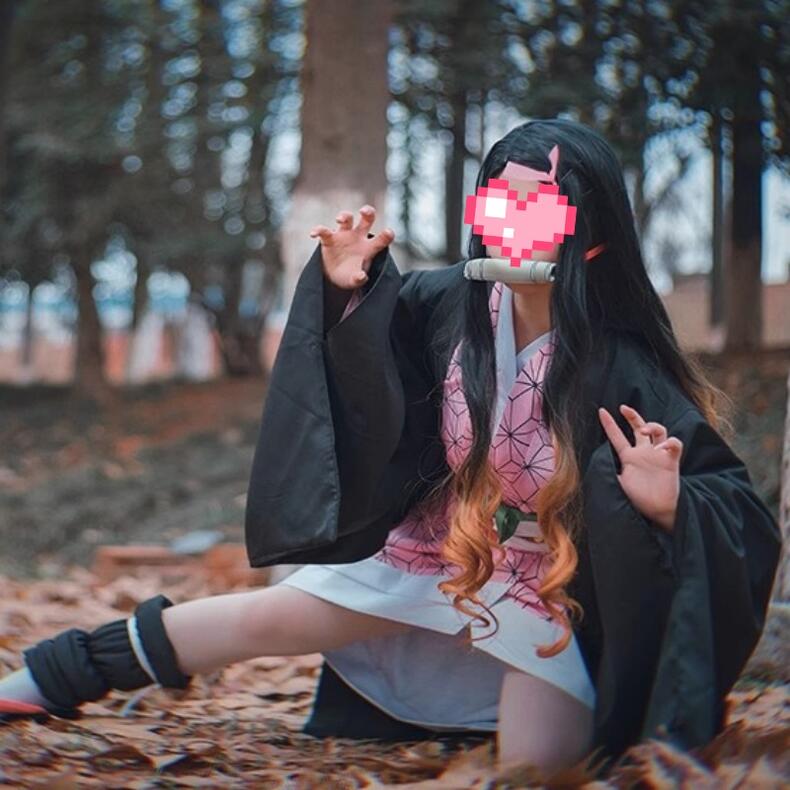 コスプレ コスチューム 竈門禰豆子 かまどねずこ 鬼滅の刃 きめつのやいば Demon Slayer 公式服 着物 和服 和風 コスプレ服 コスプレグッズ コスプレ変装服 羽織付き かつら購入可能