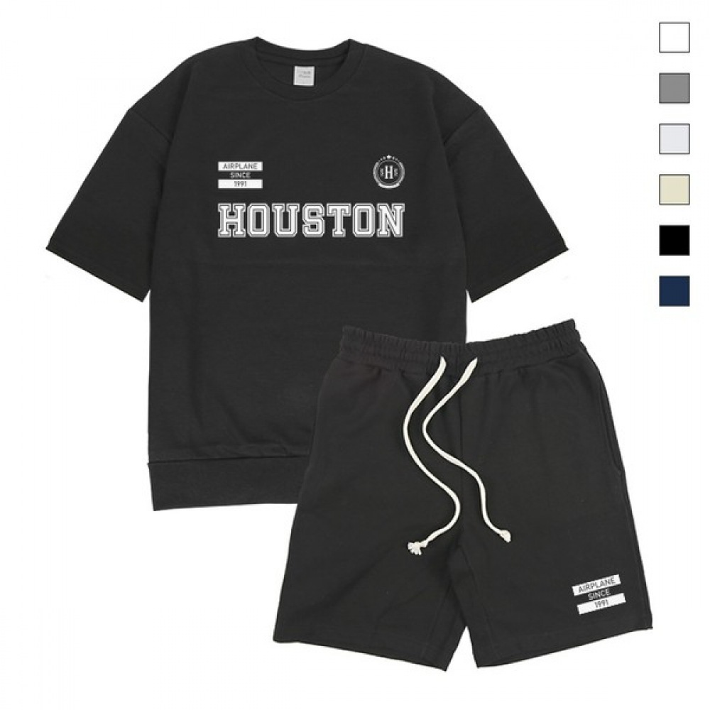 [ポール＆ポール] ヒューストン 1991 ベーシックオーバーフィット半袖スウェットシャツショーツセット