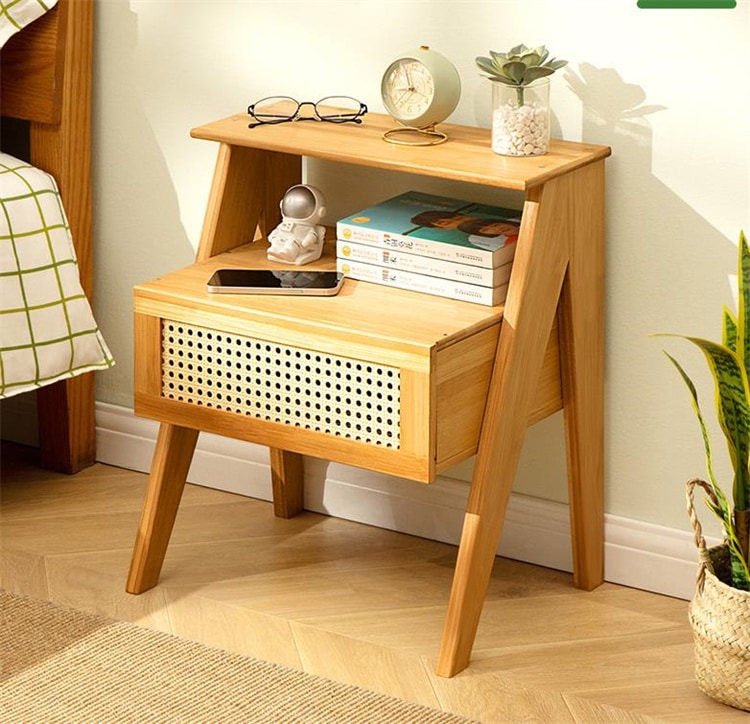 INSスタイル ナイトスタンド シンプル デザインセンス ベッドの後部収納 小型戸棚 実木戸棚 ロッカー 寝室棚 大人気 洗練された 小さいテーブル