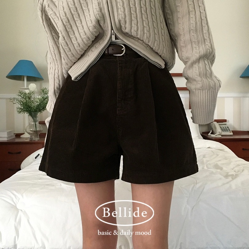 [MADE] クレーコーデュロイピンタックショートパンツ pt1443