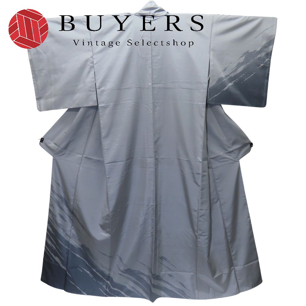 中古 紬 正絹 グレー 訪問着 染め大島紬 シンプル 和装 呉服 和服 きもの レディース 女性