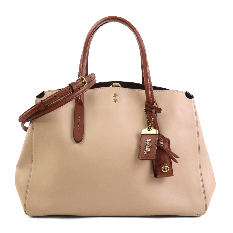 コーチ COACH ハンドバッグ ショルダーバッグ レザー ベージュ×ブラウン レディース h30768a