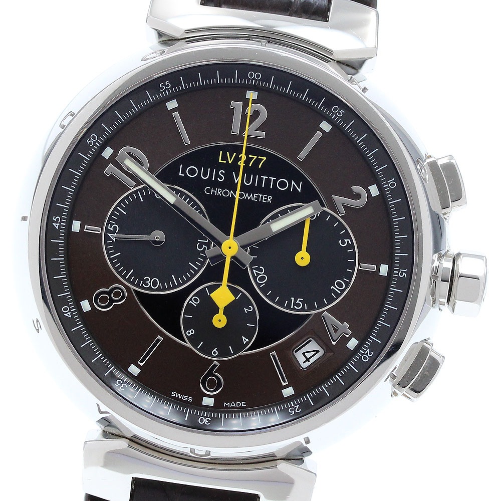 ルイ・ヴィトン LOUIS VUITTON Q1141 タンブール クロノグラフ エルプリメロ デイト 自動巻き メンズ 箱・保証書付き_905613【中古】