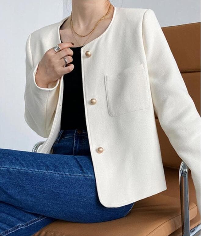 【3日で出荷】ツイードジャケット ノーカラー ショートジャケット 無地 ジャケット 入学式 ツイードジャケット カーディガン スーツジャケット 長袖