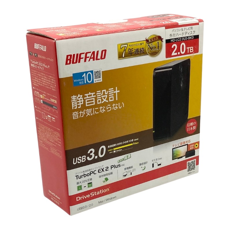中古 BUFFALO USB3.0 外付けハードディスク PC/家電対応 2TB ブラック HD-LC2.0U3-BKD