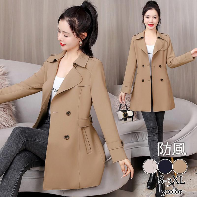 HOT!!!トレンチコートレディーススプリングコートミディアム丈アウタージャケットブレザー羽織ゆったり着痩せ防風通勤春秋高級感おしゃれ