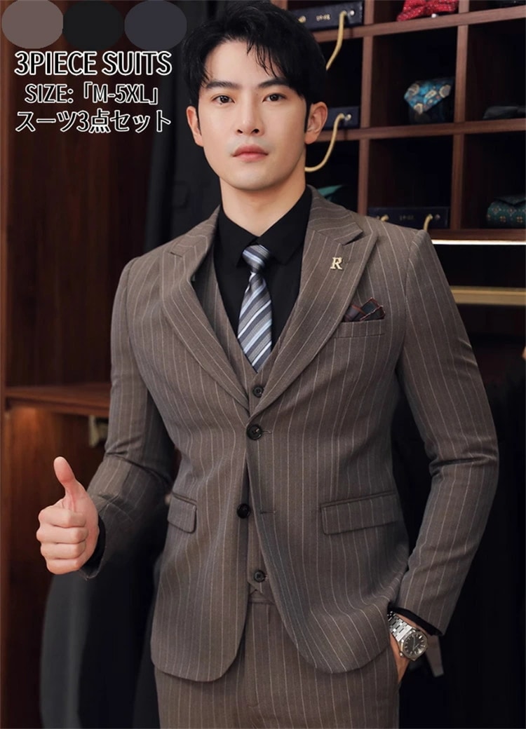 凄く人気がある スーツ メンズ スリーピース タキシード ストライプ 紳士服 礼服 メンズスーツ フォーマル 2つボタンスーツ セットアップ ビジネス キャリア リクルート 通勤 オフィス 就活 面接