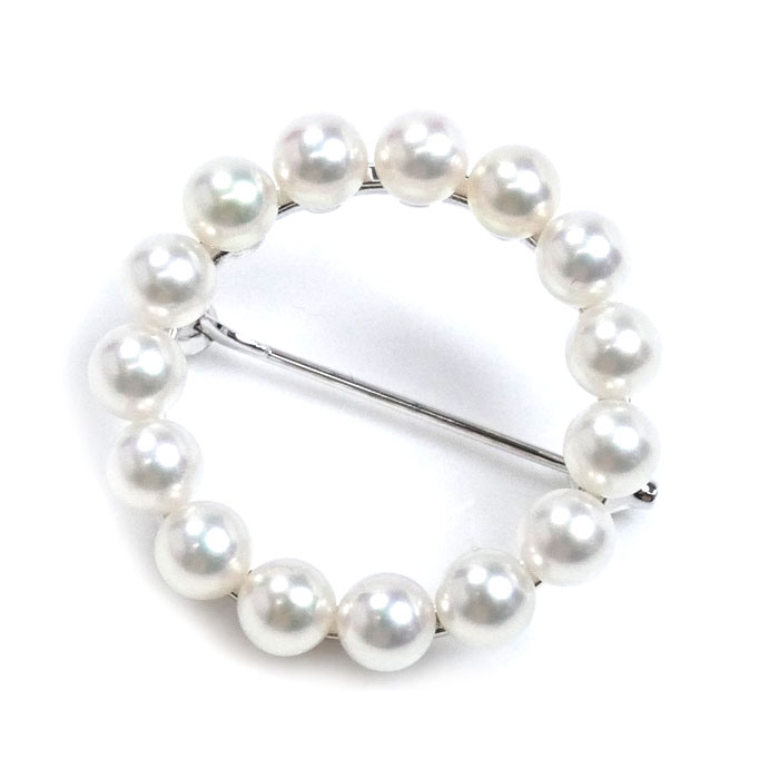 MIKIMOTO ミキモト シルバー パールサークル ブローチ パール約4.3mm 4.2g レディース 中古 美品 32,370円