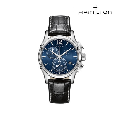 ハミルトン【ハミルトン】H32612741ジャズマスタークロノクォーツ42mmブルーダイヤルブラック牛革メンズ腕時計