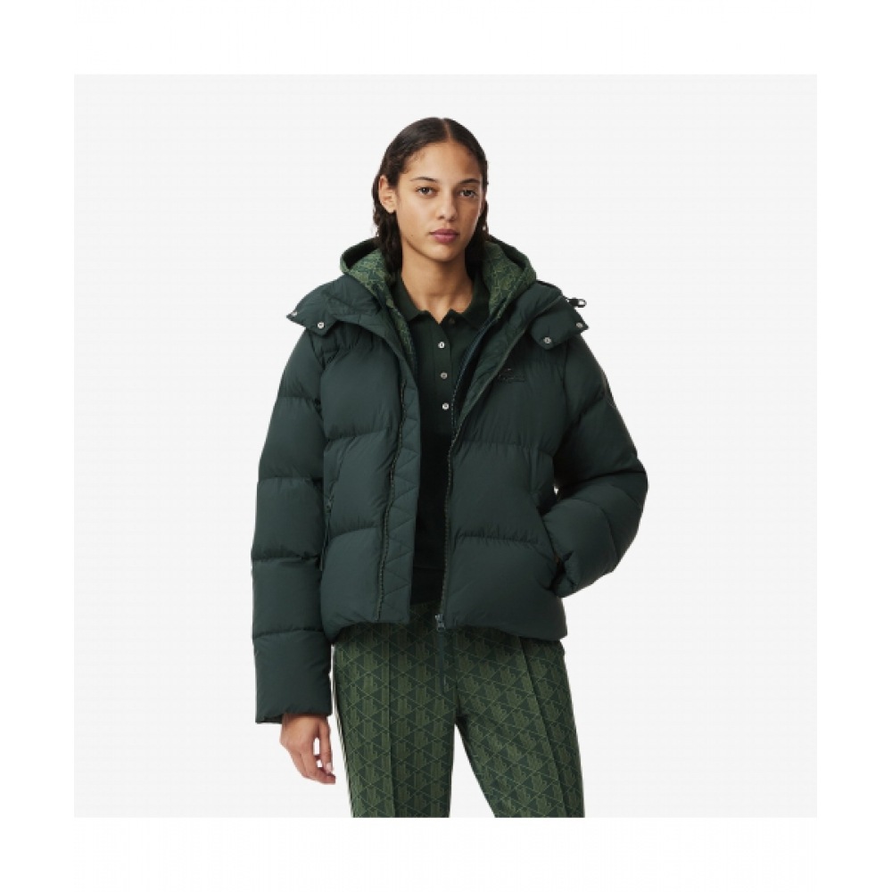 LACOSTE レディースショートダウンパファー [ディープグリーン]