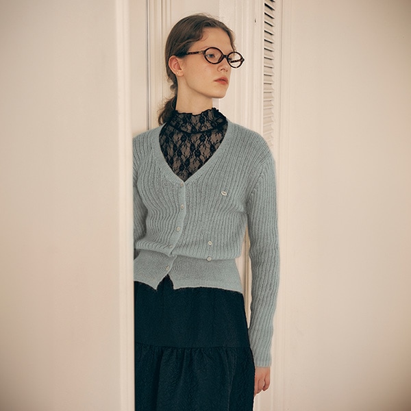 MOHAIR BLENDED TWO WAY BUTTON CARDIGAN GRAY
