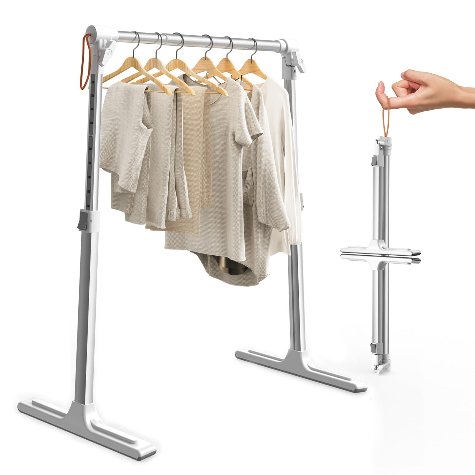 Blissfuhue 可折りたたみ 押入れ ハンガーラック 幅高さ調整可能 アルミ合金製 コンパクト収納 クローゼット/窓辺/ペット服掛け 即開封使用服かけスタンド 高さ：60～95cm 調節可能 幅
